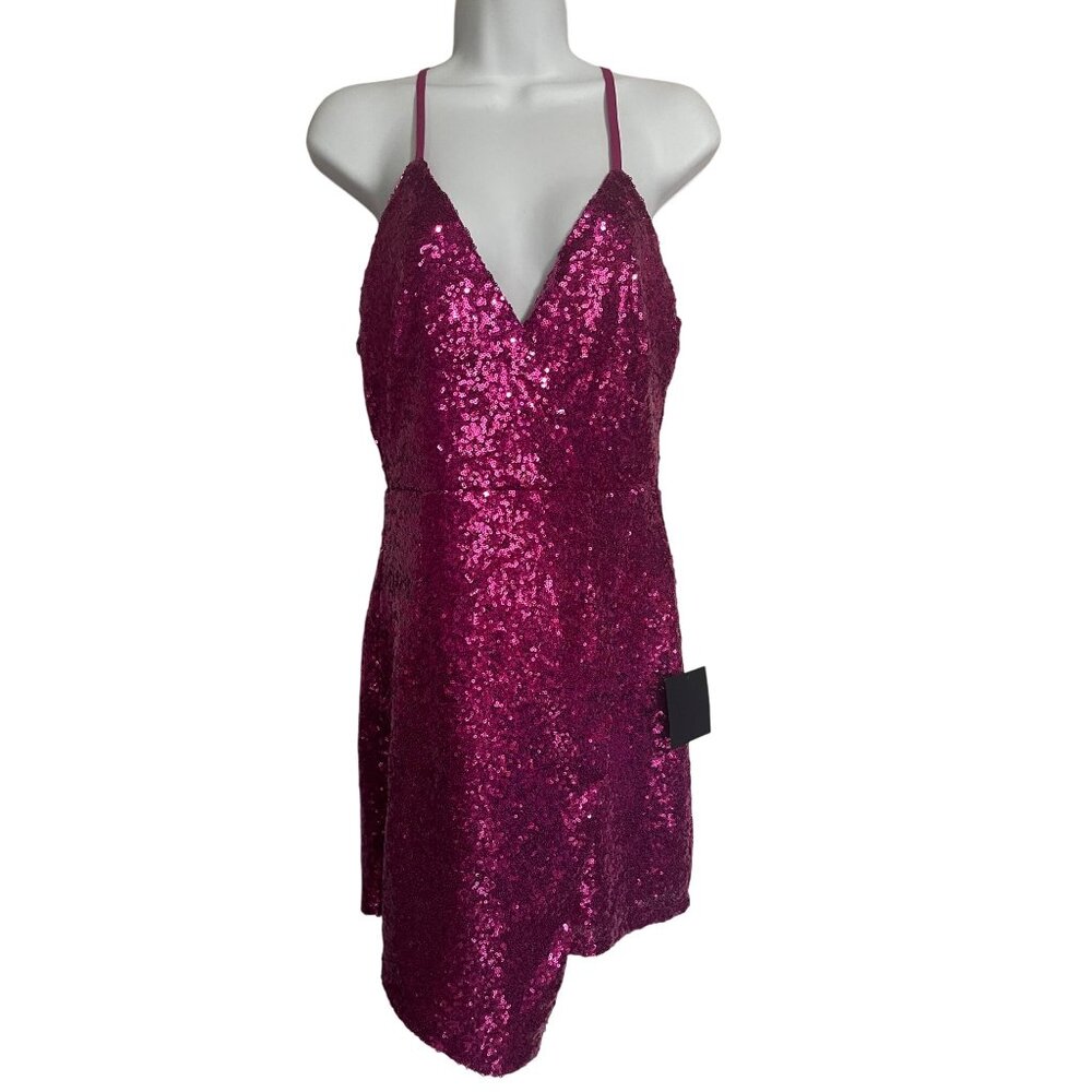 Lulus Women’s Hilaria Fuchsia Sequin Bodycon Mini Dress Size Small